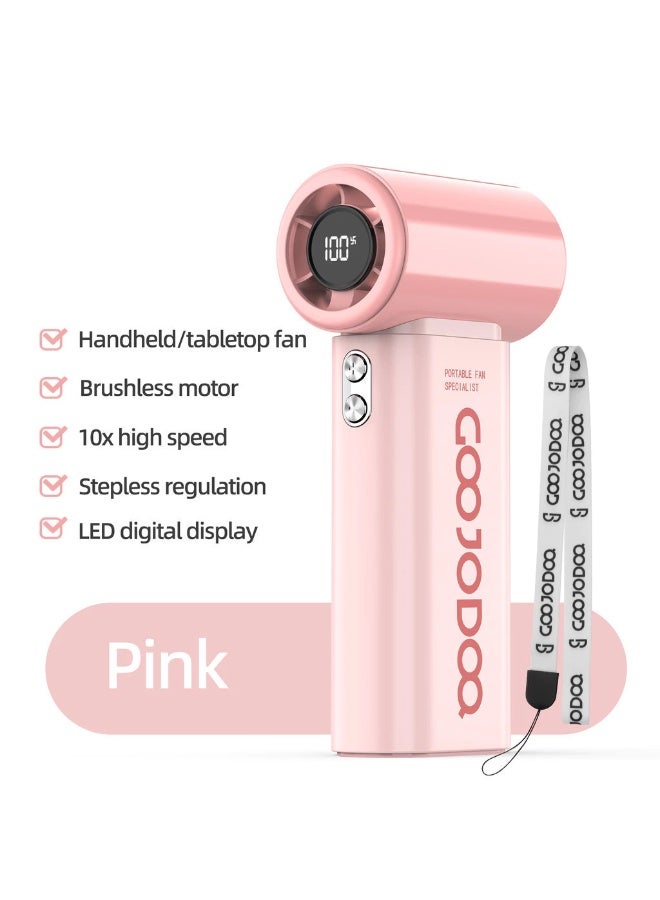 GOOJODOQ Mini Handheld Fan, High Speed, with Long-Lasting 4000mAh Turbo Battery ( Pink ) - Image 1
